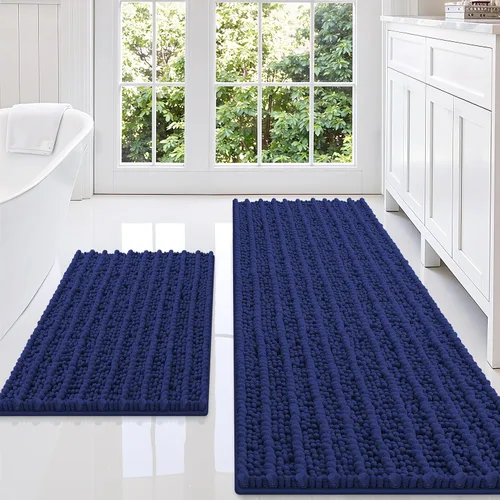 Miniatura 41 de Smiry Juego de 2 alfombras de baño, suaves y absorbentes, parte trasera de goma antideslizante, lavables a máquina, juego de alfombras de baño
