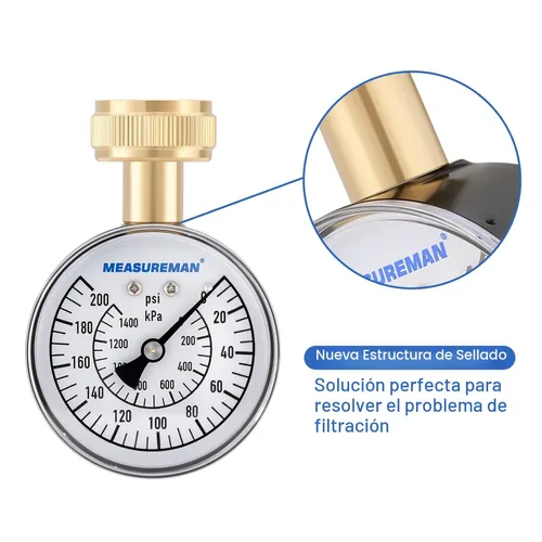 Miniatura 2 de Measureman - Manómetro de presión de agua de 0-200 psi, esfera de 2.5", medidor de presión para boquilla de manguera, probador de presión de agua