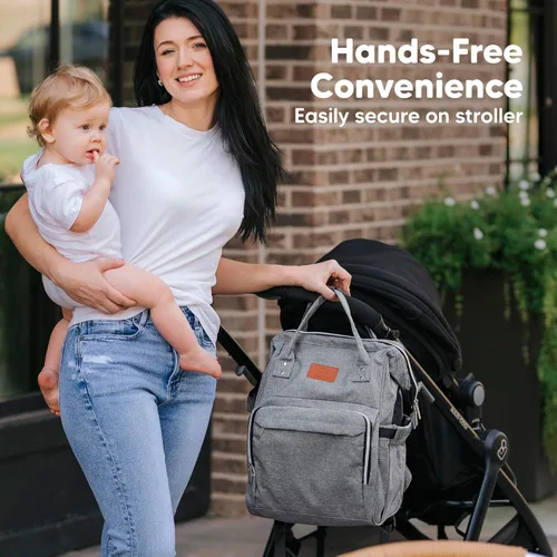 Miniatura 6 de KeaBabies - Mochila pañalera grande impermeable para viajes Gris clásico