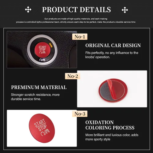 Miniatura 3 de LECART Pegatina Roja de Cubierta de Botón de Arranque que se Ajusta para Dodge Charger/Challenger/Durango/Ram 1500 Accesorios