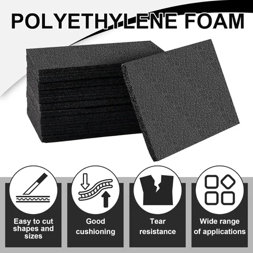 Miniatura 4 de Frienda 12 hojas de espuma de polietileno de 12 x 8 x 0.5 pulgadas, relleno de espuma de polietileno grueso negro, relleno de espuma de polietileno