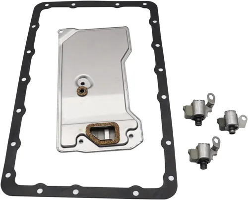 GXARTS Kit de solenoides de TCC de bloqueo de transmisión A340 AW4 y junta de filtro de transmisión Compatible con Jeep Cherokee Wagoneer 1986 UP