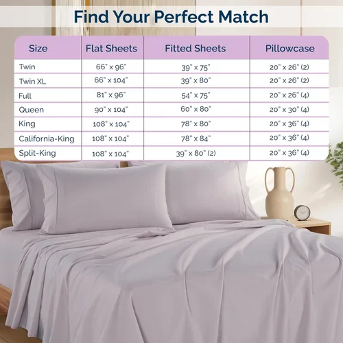 Miniatura 70 de Casa Platino Juego de sábanas individual XL de percal – Juego de sábanas de 4 piezas 100% algodón individual XL, con sábana ajustada de bolsillo 05