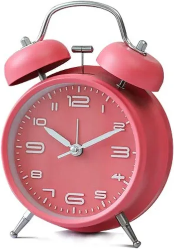 Miniatura 4 de Reloj despertador de campana doble de 4 pulgadas con retroiluminación, silencioso sin tictac, funciona con pilas, despertador de despertador alto