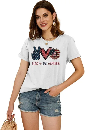 Miniatura 2 de Cicy Bell Camisetas de verano con estampado de corazón para mujer, estilo casual, manga corta, cuello redondo