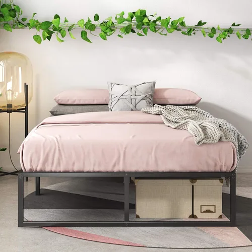 Miniatura 11 de Zinus plataforma de cama/Base de colchón de 14 pulgadas, no necesita sommier/soporte de rejilla de acero, cama doble, Acero, Negro