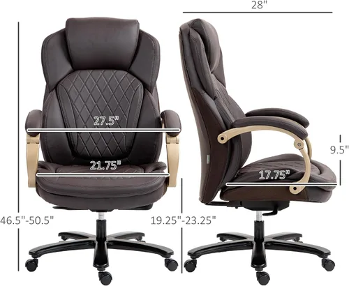 Miniatura 3 de Vinsetto Silla de oficina ejecutiva grande y alta con asiento ancho, silla de escritorio para computadora con respaldo alto costuras de diamante