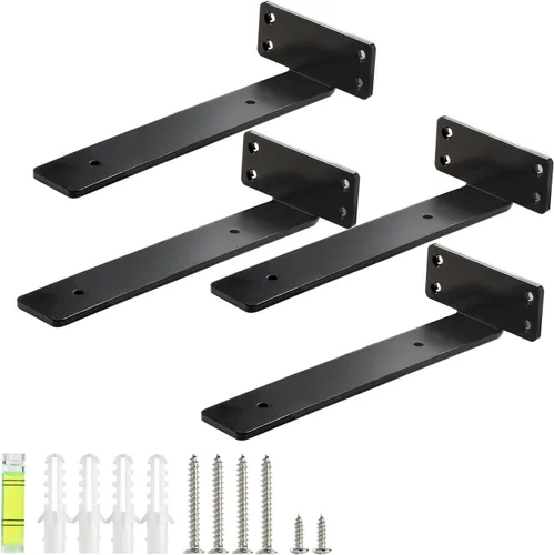 Miniatura 11 de HEART ART Soporte flotante para estante de 6 pulgadas, paquete de 2 soportes de estante resistentes, soportes en L para estantes, color negro, 6