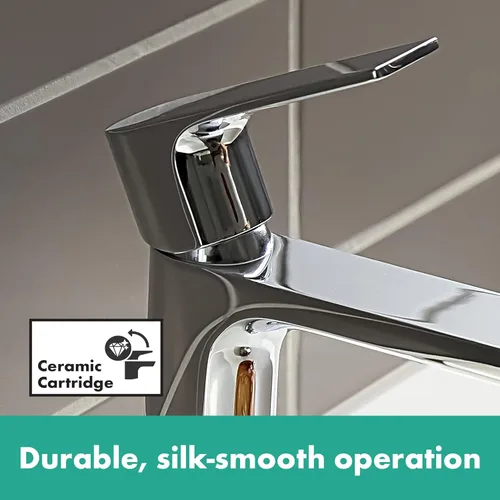 Miniatura 9 de hansgrohe Rebris E 72557001 - Grifo de lavabo de baño con montaje de drenaje emergente, 1 agujero, mango único, cromado Cromo