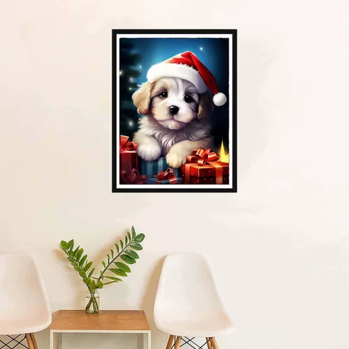 Miniatura 4 de SKRYUIE Kits de pintura de diamantes 5D para perros, kits de arte de diamantes para adultos, Navidad, taladro redondo completo, punto de cruz