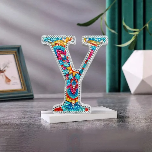 Miniatura 29 de YOYA Letras de Artesanía de Madera con Arte de Diamantes 5D de 6 Pulgadas para Decoración de Pared, Kits de Arte de Diamantes de Letras de A