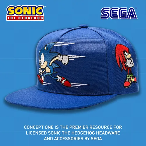 Miniatura 5 de Concept One Gorra de béisbol Sonic The Hedgehog para hombre, logotipo bordado con ala plana, ajustable