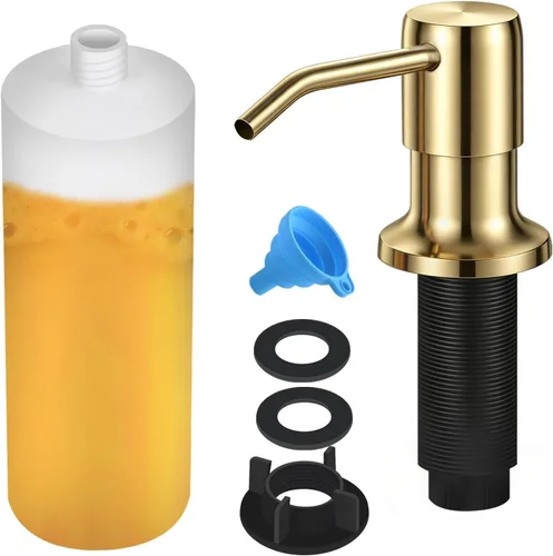 Miniatura 10 de Dispensador de jabón para fregadero de cocina, dispensador de jabón integrado con botella de 17 onzas, recambio del dispensador de jabón para Negro