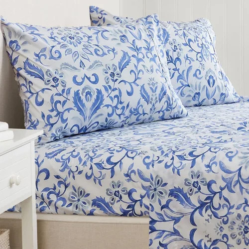 Miniatura 16 de Great Bay Home - Juego de sábanas de microfibra con estampado floral de 4 piezas tamaño Queen - Sábanas y fundas de almohada ultrasuaves