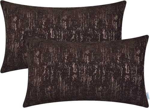 Miniatura 31 de CaliTime Juego de 2 fundas de cojín de felpilla súper suaves teñidas de mármol jacquard para sofá, decoración de casa rural, 18 x 18 pulgadas