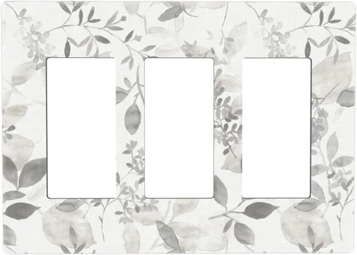Miniatura 25 de Placa de pared dúplex de receptáculo de dispositivo de 1 gang de madera envejecida blanca gris con veta de tablón, cubierta de enchufe eléctrico