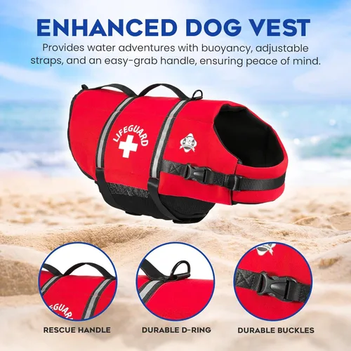 Miniatura 4 de Chaleco salvavidas para perros – Chaleco de natación para perros, ajustable, reflectante, cómodo, varios colores, patrones, chaleco de natación