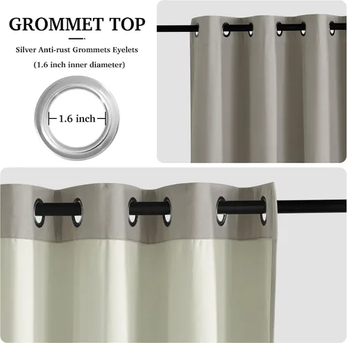 Miniatura 2 de RYB HOME Cortinas de terciopelo 100% opacas para sala de estar, cortinas de guardería con bloqueo de luz, 2 paneles, cortinas de ventana con Beige