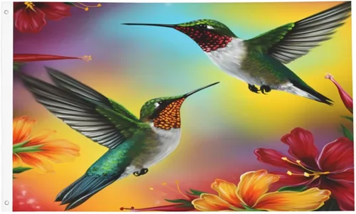 Miniatura 14 de Bandera floral colorida de verano de 3 x 5 pies, doble cara exterior, pancarta grande para exteriores, lavanda de doble costura, tulipanes colgantes