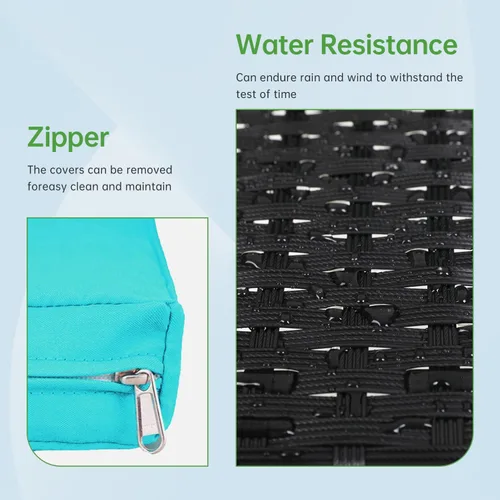 Miniatura 6 de Juego de 4 muebles modulares para exteriores, juego de muebles de mimbre resistentes al agua con 3 sillas de ratán, 1 cojín de mesa con tapa