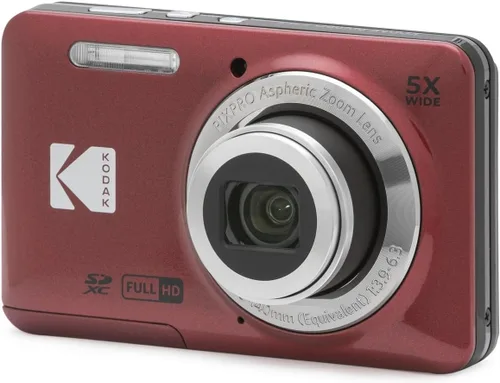 Miniatura 6 de Kodak PIXPRO FZ55 - Cámara digital (rojo) + Tarjeta de memoria de 32GB + Estuche para cámara Point and Shoot + Monopié extensible + Lápiz limpiador
