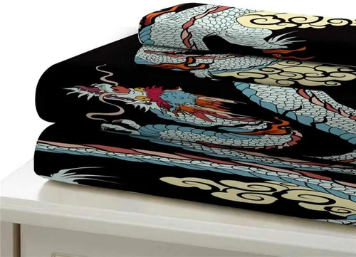 Miniatura 6 de Juego de ropa de cama 3D con estampado de dragón chino, tamaño Queen, ropa de cama con funda de almohada, textiles para el hogar, tamaño individual
