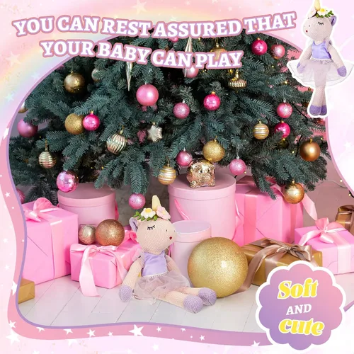 Miniatura 4 de Shappy Peluche de unicornio de Navidad de 17 pulgadas, muñeca bailarina, unicornio de felpa de lana para mujer, regalo de cumpleaños (morado)