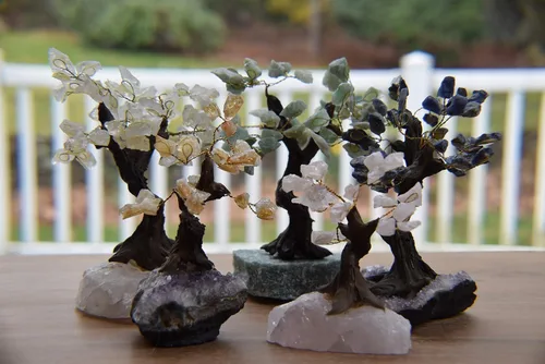 Miniatura 4 de Decoración de árbol de cristal natural, decoración de escritorio con piedras de chakra de cristal citrino, árbol de piedras preciosas con cristales