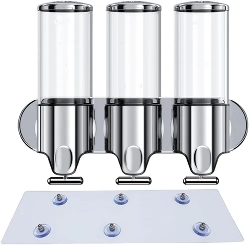 Miniatura 9 de Dispensador de jabón montado en la pared, dispensador de ducha, cabezal de prensado manual, dispensador de champú líquido y jabón para baño, cocina