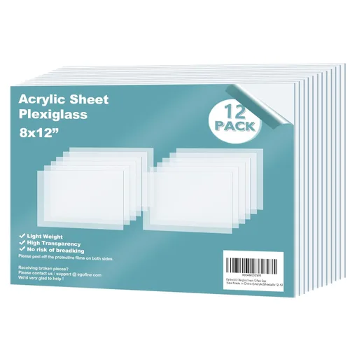 Miniatura 17 de Egofine Láminas de Plexiglás Láminas de Acrílico Paquete de 12 de 8.5x11'' 0.04 de Grosor Plástico Transparente Fundido Cristal Plexi Transparente