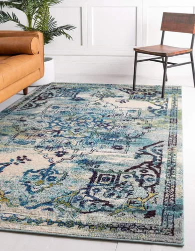 Unique Loom Medici Collection - Alfombra tradicional de medallón floral vintage azul (2 pies 2 pulgadas x 3 pies)