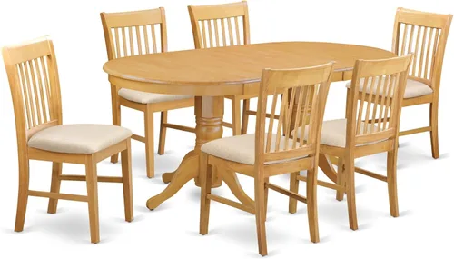 Miniatura 9 de East West Furniture VANO5-OAK-C - Juego de comedor de 5 piezas que incluye una mesa de comedor ovalada con hoja de mariposa y 4 sillas de cocina