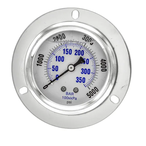 Miniatura 15 de PIC Gauges 204L-404F Manómetro de presión relleno de glicerina con brida frontal con carcasa SS/bisel, internos de latón, lente de PC, esfera de 4