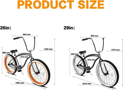 Miniatura 8 de Tracer Avalon Beach Cruiser Bike para adultos, ruedas de 26/29 pulgadas, neumático de grasa 3.0/4.0, velocidad 1/7, bicicleta de crucero completa.