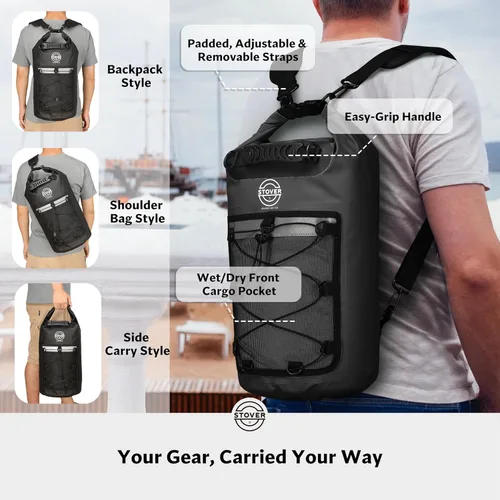 Miniatura 3 de STOVER 5/10/25/30/40/55L Waterproof Dry Bag- Roll-Top Backpack w/Phone Case- Kayaking, Hiking, Camping, Boating- Men/Women 30L Negro