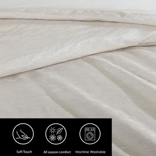 Miniatura 6 de Vera Wang - Juego de funda de edredón tamaño Queen, ropa de cama de algodón suave con sensación de tejido texturizado, cierre de botón y lazos