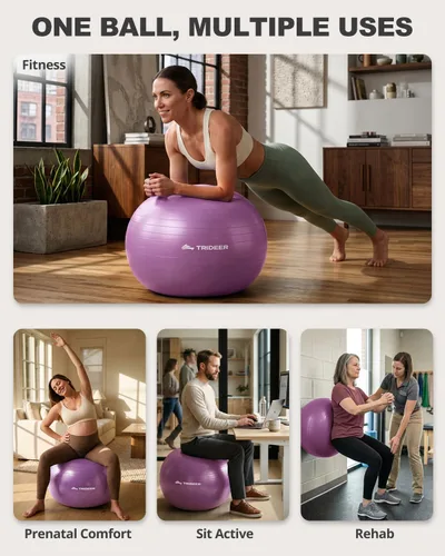 Miniatura 2 de Trideer Pelota de ejercicio para yoga, pilates y fitness. Equipo de pelota de estabilidad para gimnasio en casa y silla de oficina, accesorios