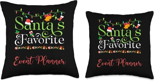 Miniatura 3 de Santa's Worker Holiday Threads Santas Favorite Event Planner Holiday Top Elf Profession Throw Pillow, 16x16, Multicolor