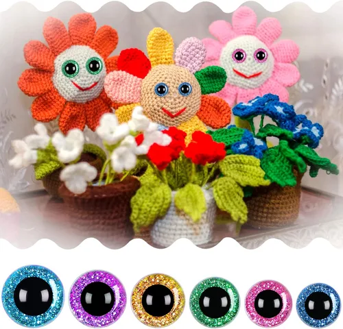 Miniatura 6 de UPINS 180 piezas de 10-20 mm de ojos y narices de seguridad grandes con arandelas para ojos de animales de peluche amigurumi, ojos de muñeca