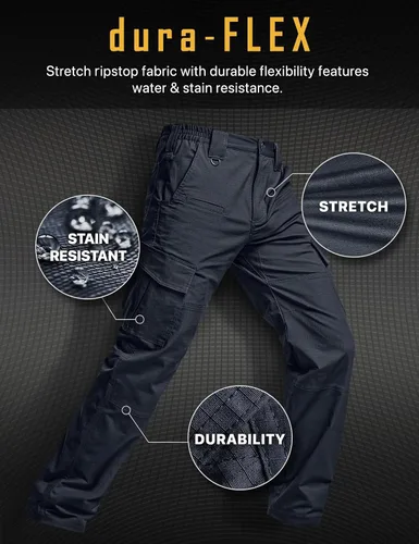 Miniatura 6 de CQR Men's Flex Ripstop Tactical Pants, Water Resistant Stretch Cargo Pants, Lightweight EDC Hiking Work Pants