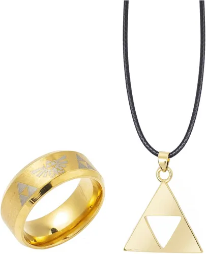 Winssigma Anillo trifuerza de la leyenda de Zelda, collar con símbolo de Zelda, joyería de cosplay para fanáticos, Metal, No es una piedra preciosa