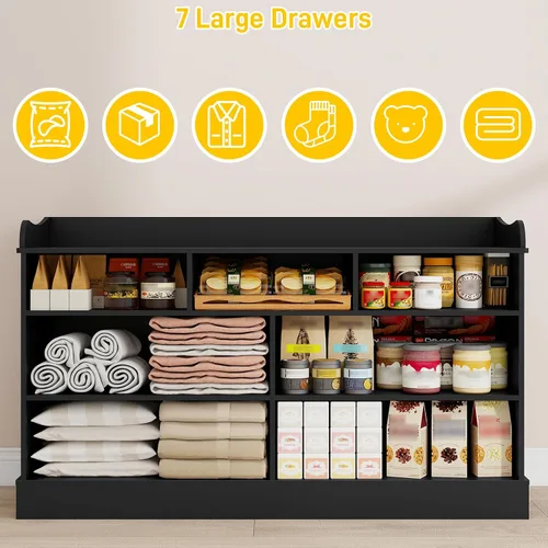 Miniatura 4 de Vabches Armario para niños con 7 cajones, cambiador para guardería, cómoda blanca, cómoda para bebé, muebles de dormitorio para niños, mesita