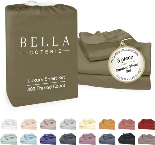 Miniatura 72 de Bella Coterie - Juego de sábanas de lujo de viscosa de bambú para cama tamaño split king 2 sábanas ajustadas para camas Sleep Number y camas 06