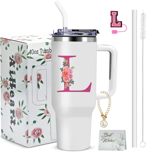 Miniatura 23 de Regalos de cumpleaños para mujeres, vaso con monograma con asa, regalos personalizados para mamá, regalo con monograma para mujer, vasos