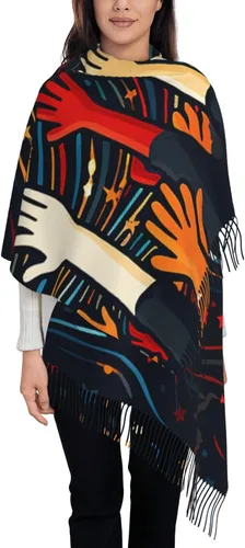 Miniatura 11 de Bufandas para mujer, bufanda cálida de invierno, con borla, manta de gran tamaño, bufandas de color negro, melocotón, rosa, chal