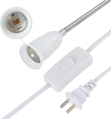 Miniatura 5 de 2 unids - AC 110-220V US Plug Flexible Alambre de Aluminio Cuello Metal Clip titular con interruptor para E26/E27 Socket LED CFL Crecimiento