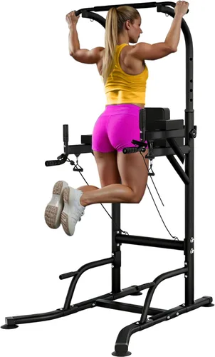 Pull Up Tower Dip Station, Adjustable Free Standing Pull Up Bar, Multi-Function Power Tower for Home Gym Workout and Strength Training