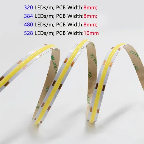 Miniatura 2 de Boarda Tira de LED COB de 24 V, 320/384/528 LEDs/M, color blanco cálido/naturaleza/frío, tira de LED de alta densidad para fiestas, mostradores