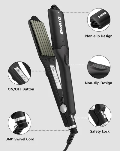 Miniatura 5 de DSHOW Plancha para el cabello para mujeres y niñas, alisador de pelo con 4 placas intercambiables de titanio y cerámica Negro