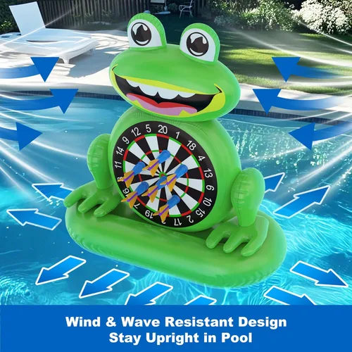 Miniatura 6 de MOONTOY Juguetes de piscina para niños, juego de mesa inflable de dardos de rana, juegos de piscina para playa y patio trasero, juguetes de agua